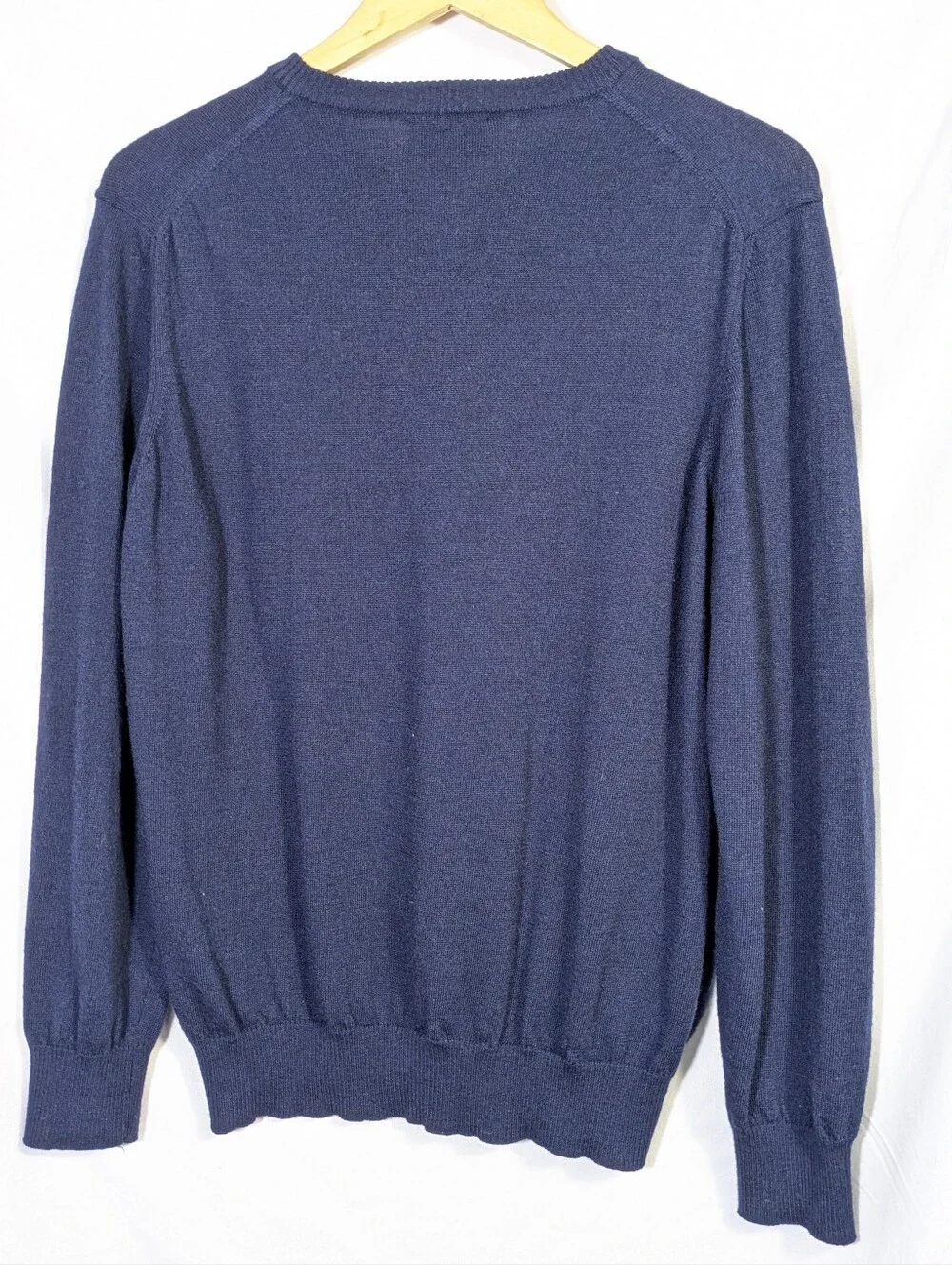 Jack Stone Thomas Dean Extra Fine Merino Wool V-neck Sweater Preppy Casual L